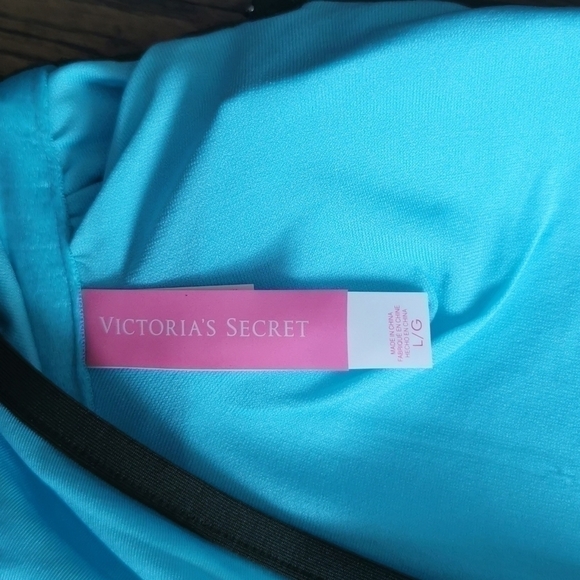 VICTORIA'S secret bikini top blue olive green bandeau new large - Picture 5 of 5